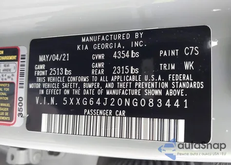 2022 Kia K5 Gt-Line from USA, damaged, VIN 5XXG64J20NG083441